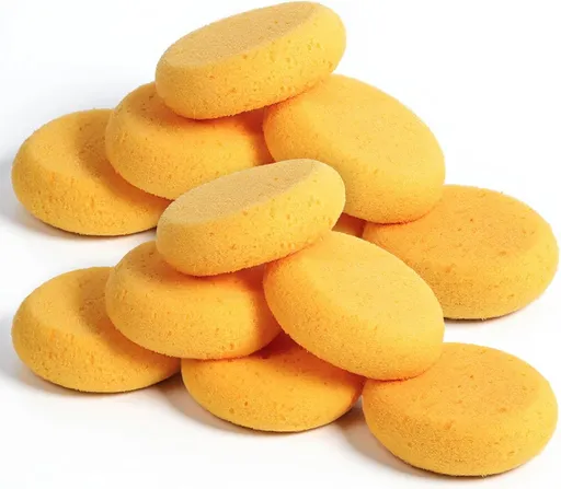 Paint Sponge, 12 Pcs Orange Round Painting Sponges 3 Inch Artist Pottery Sponge Applicator Watercolor Sponges for Face Painting Pottery Art Crafts Ceramics