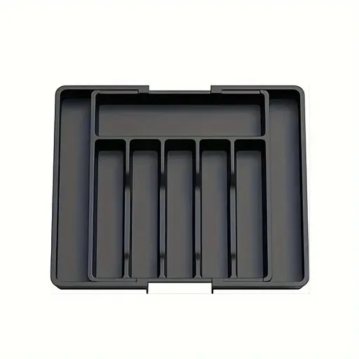 Extra Large Expandable Silverware Organizer, BPA-Free Food-Safe Cutlery Flatware Organizer, Kitchen Utensil Drawer Organizer, Adjustable Silverware Holder for Spoons Forks Knives, Black