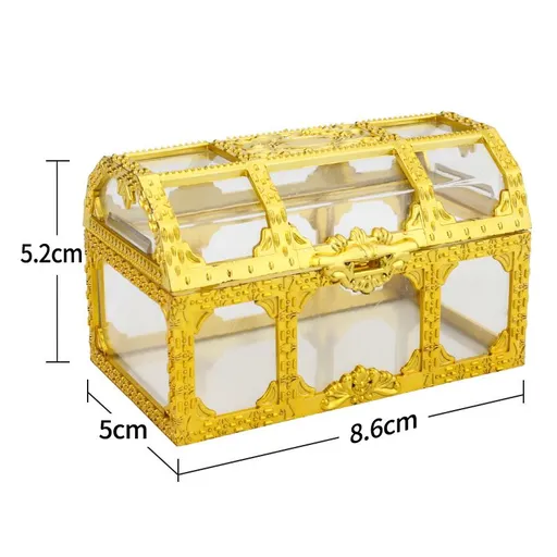 4PCS Chest Keepsake Jewelry Box Small Transparent Vintage Decorative Metal Box for Kids Birthday Pirate Party Favors