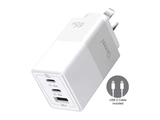OXHORN NB-PD65CCAW PD GaN Charger 65W 3 Ports White