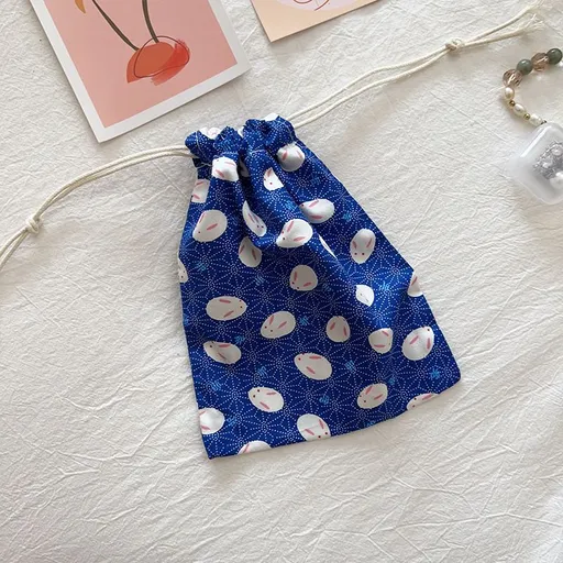 Dear Cotton Travel Storage Bag BYBY-198 Blue background bunny-cotton material