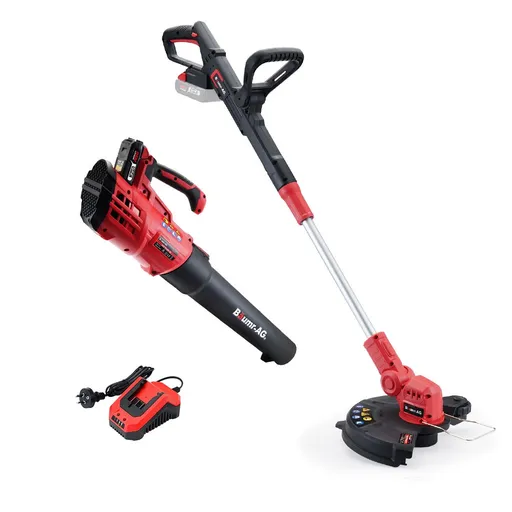 BAUMR-AG 20V Cordless Line Trimmer Electric Whipper Snipper & Leaf Blower Combo Kit Battery Charger
