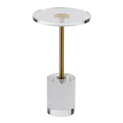 Clear Acrylic End Table, Acrylic Side Table with a Solid Base, 11.9 x 11.9 inch Round Tabletop, 21.4 inch High, for Coffee, Drink, Food, Snack used in Living Room, Bedroom, and Study