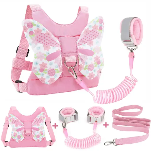 Toddler Harness Leashes + Anti Lost Wrist Link, Kids Harness Children Leash for Girls, Child Anti Lost Leash Baby Cute Harness