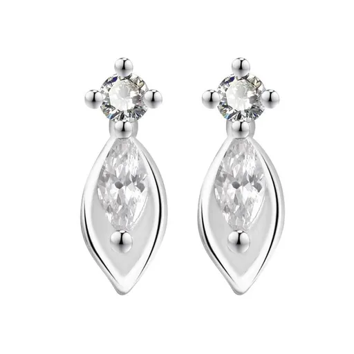 Silver Rhodium Plated Cubic Zirconia Simulated Diamond Basket Set Earrings Jewelry Gifts for Women Ear leaf Earrings