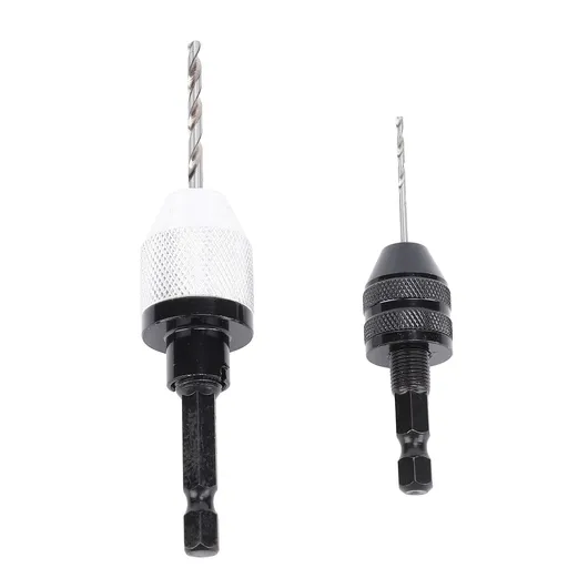 2PCS Keyless Drill Chucks with 10PCS Bits 1/4 Inch Hex Shank Drill Chuck Fast Change Converter Extension Screwdriver Drill Adapter for Impact Drill