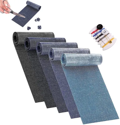 5 Piece Iron On Clothing Patches with Sewing Kit, 5 Colors, 8 x 51 cm