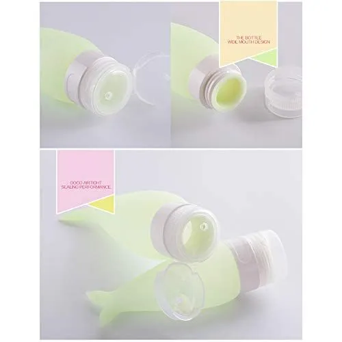 5PCS 1.6oz/48ml Travel Silicone Refillable Bottles Skin Care Squeeze Bottle Tube Containers Squeeze Kits Silicone Travel Bottle