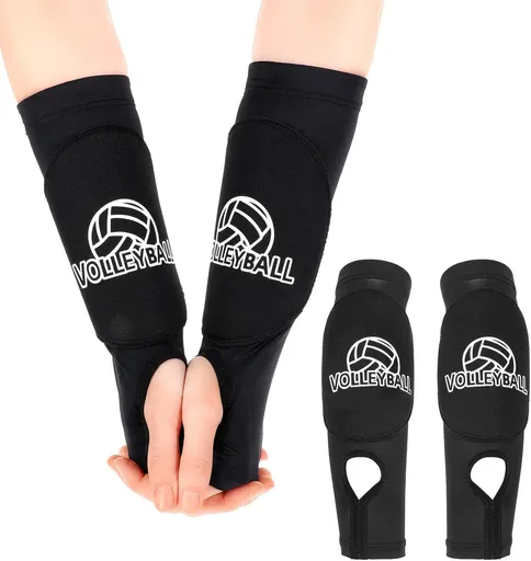 Arm Sleeves for Volleyball, 10.2" Girls Volleyball Arm Sleeves with Soft Foam Arms Pads & Thumb Hole for Kids Youth Girls (Black, 1 Pair)