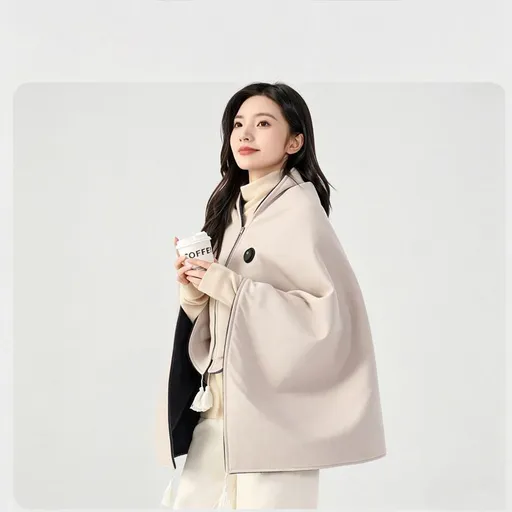 USB Washable Heated Shawl-No Power Bank Included-Apricot