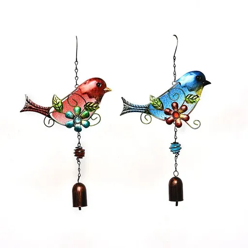 Wind Chimes, Solar Turquoise Glass Bird Wind Chime, LED, Outdoor Lawn and Yard Glass and Metal Decoration