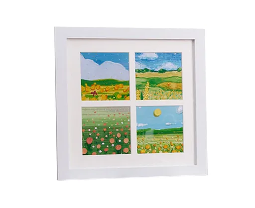 1 Set Painting Frame Not Easily Deformed Sturdy Square 4/9 Grids Picture Display Stands Home Supply - White