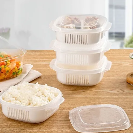 2 Pieces Microwave Steamer Bowls with Lids, Microwave Safe Plastic Food Containers for Vegetables, Noodles, 15 x 13 x 5 cm