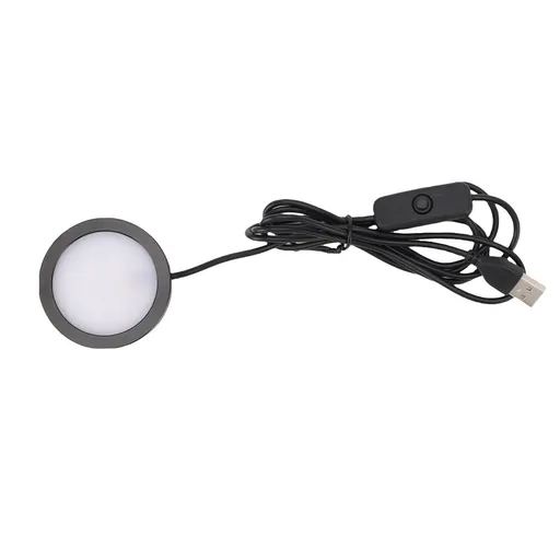 LED Round Light Ultra Thin Aluminum Casing Under Counter Lighting with 1.5m Cable for Ceiling Bedroom Kitchen USB Plug in 5V
