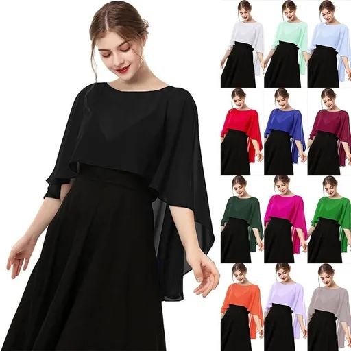Sheer Chiffon Capes Soft Capelets for Women, Lightweight Shawls and Wraps for Evening Party Dress Cover Up