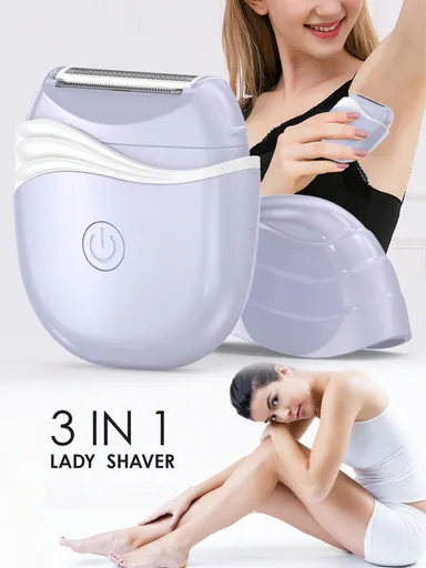 Electric Epilator For Women Portable Hair Removal Device Lady Razor Hair Shaver 3 IN 1 Multifunction Cordless Electric Trimmer For Body Leg Armpit Bikini Private Part Hair Remove Machine Purple