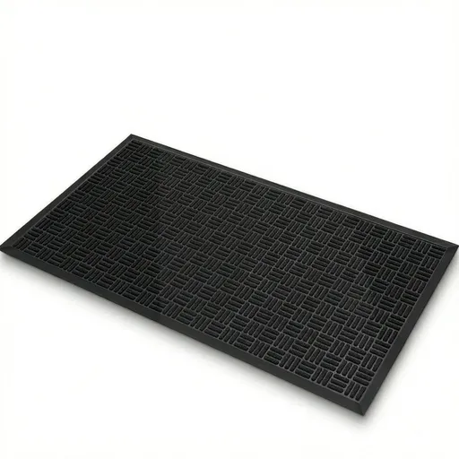 Front Door Mat Outside Entrance, Heavy Duty Natural Rubber Mat, Easy Clean Low Profile Doormat Outdoor Entrance, 40*60cm, Black