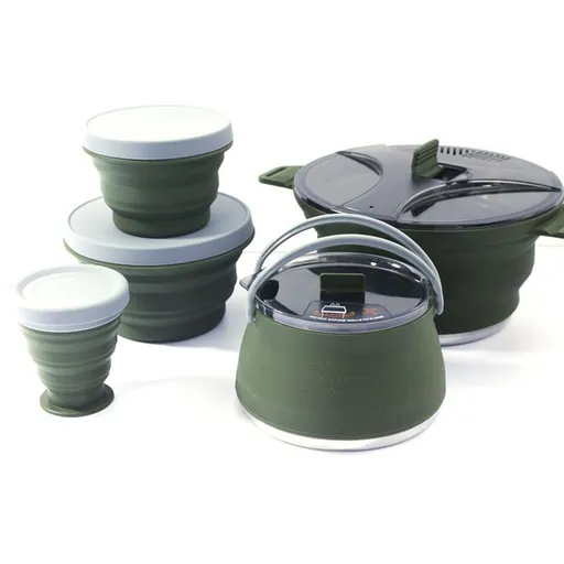 Outdoor Camping Foldable Pot, Silicone Hiking Cook Pot, Portable Picnic Cookware Set, Stainless Steel Camping Cookware