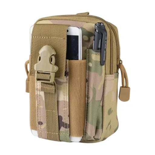 Camouflage Oxford Cloth Tactical Molle Waist Pouch - Multi Compartment EDC Phone Tool Pouch for Hiking Cycling and Outdoor Use
