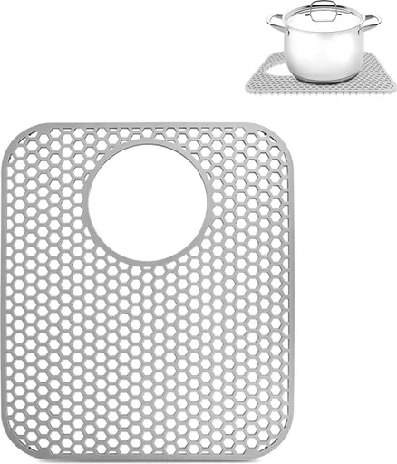 Sink Mat - Grey - 30 X 35 Cm - Kitchen Accessories - Sink Protector - Sink Mat - Washbasin Mat - Draining Mat - Countertop Mat - Silicone Coasters - Silicone - Anti-Scratch - Sink Accessories - For Sink, Cutlery And Glassware