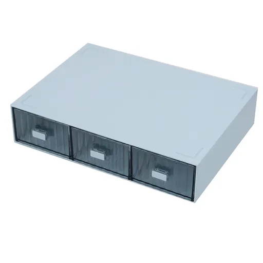Desktop Drawer Organizer Waterproof Dustproof Plastic DIY Combination Multi Layer Stackable Drawer Storage Case Striped Blue 3 Drawers