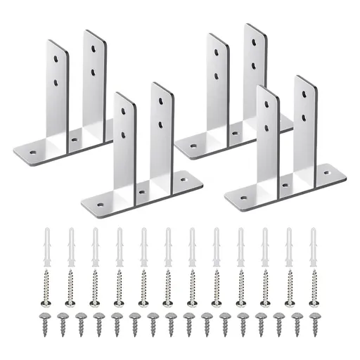 4Pcs Bathroom Partition Support Metal Brackets for Commercial Installation