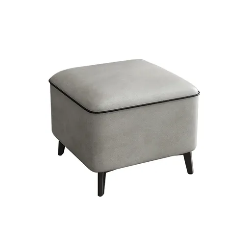 Household Light Luxury Door Shoe Bench Sofa Bench Solid Wood Leather Stool - Grey-L
