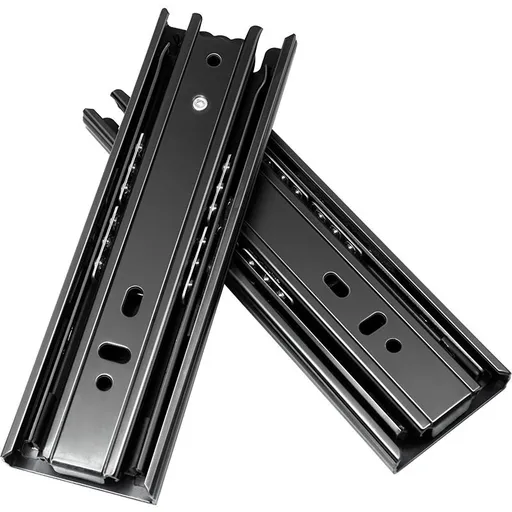 2 Pairs 8+6 Inch Full Extension Less Noise Drawer Slides all Bearing Side Mounted Drawer Slider Heavy Duty Drawer Slides, Black
