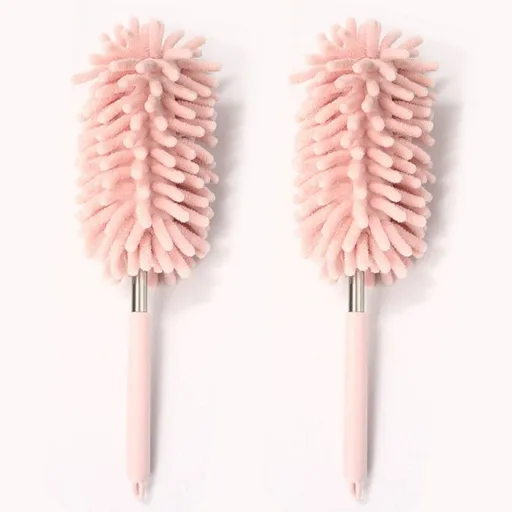 Chenille Duster, Highly Absorbent & Dust-Trapping Cleaning Brush, Reusable for Home, High Places, Crevices, and Under-Bed Cleaning—Pink