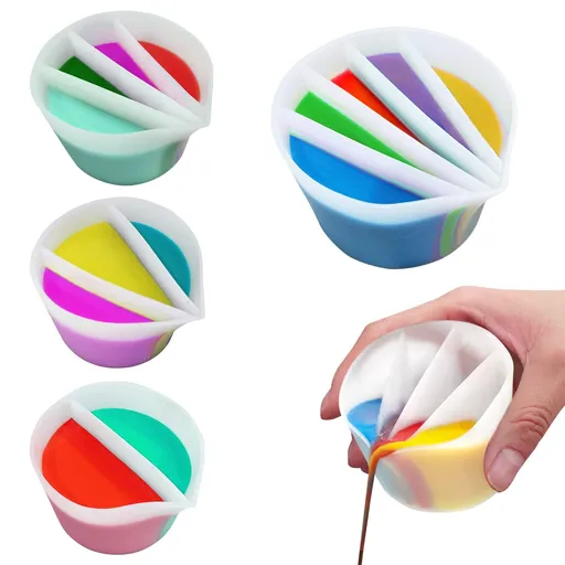 4pcs Split Cup for Paint Pouring Fluid Art Silicone Split Cup Resin Pouring Painting Tools DIY Making Drawing Accessories Reusable