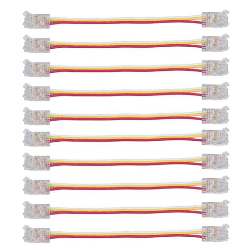 10Pcs LED Light Strip Connectors 3Pin 8mm Safe PC Strong Compatibility COB LED Strip Connectors for Home Party Office