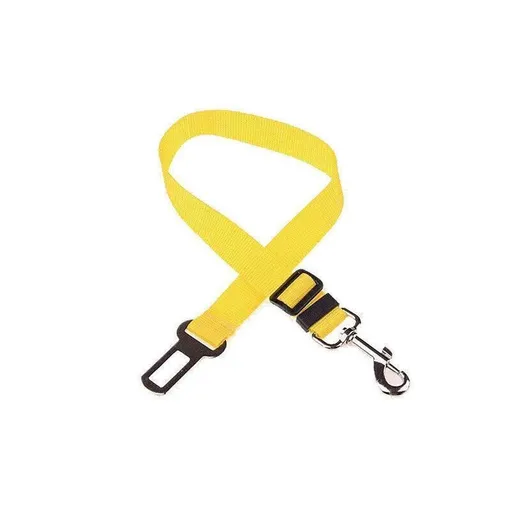 Adjustable Pet Harness Lead for Car Travel with Clip Attachment Nylon Restraint Strap - Yellow