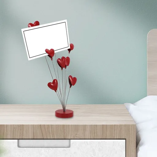 Heart-Shaped Stainless Steel Photo Holder Stand, Set of 1, Display for Desk and Home Decor