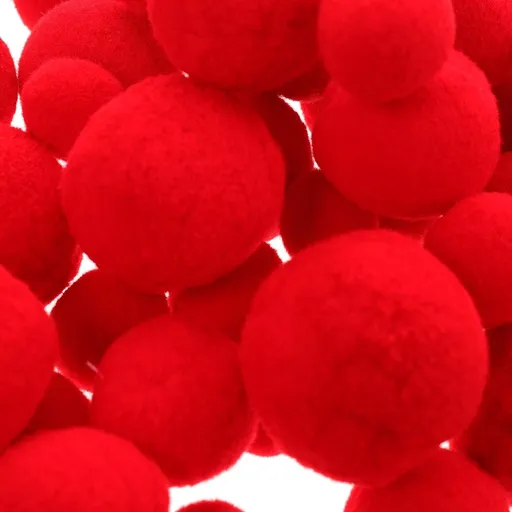 50-Pack Red Pompom for Crafting, Clothes, Decorations, and Projects