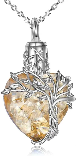 Heart Tree Of Life Urn Necklace For Ashes Sterling Silver Cremation Jewelry With Crystal W/funnel Filler Memorial Jewelry Gifts For Women Girls