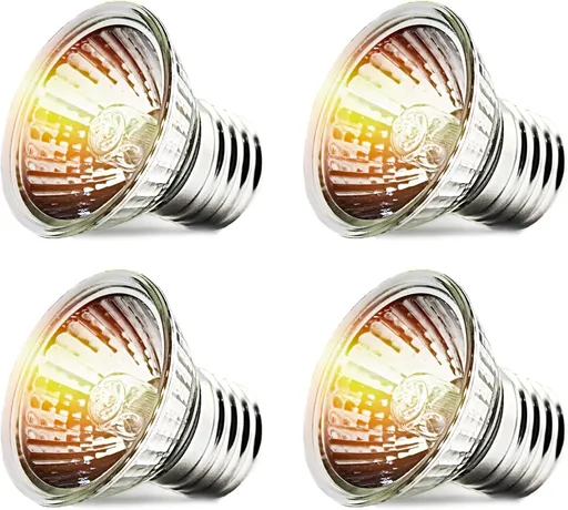 4-Pack 75W UVA+UVB Bulbs | Heat and Light for Reptiles and Amphibian Tanks, Terrariums and Cages | Works with Various Lamp Fixtures