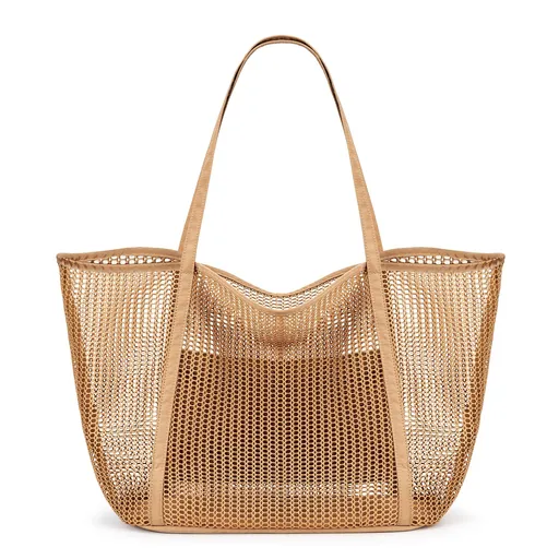 Beach Mesh Tote Bag, Womens Shoulder handbag 27L Grocery Bag Shopping Bag Summer Outdoor Travel Bag