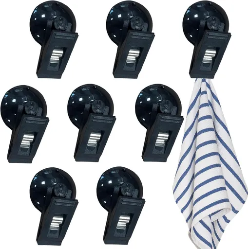 8 pieces - Suction cup clips - Shower curtain clips - Shower curtain clamps - Multifunctional storage clip - Windproof protective clips - shower curtain clips with suction cup - for car sunshades, refrigerator, notes, ticket and photo organization -