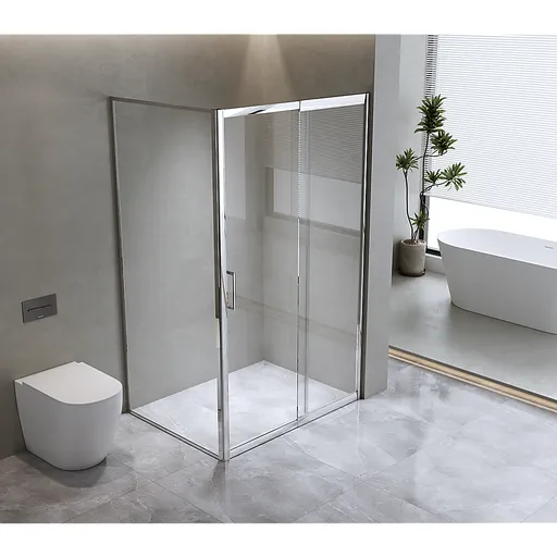 150mm Adjustable (1850x920mm) Single Door Corner Sliding Glass Shower Screen in Chrome