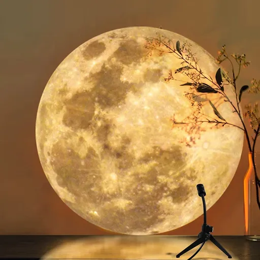 Moon Lamp Projector Night Light, 360° Rotatable Moon Lamp USB Powered Lighting with Bracket,Mood Light Photography Romantic