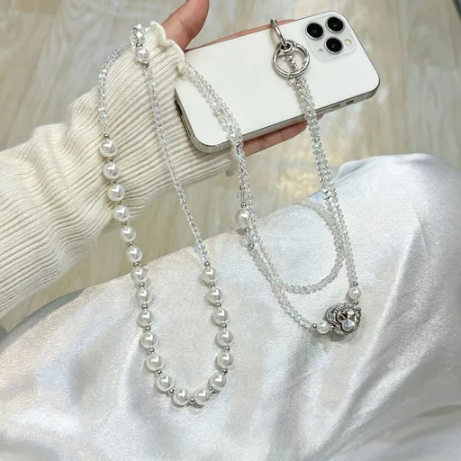 Crossbody Phone Strap 3D Flower Hand-Woven Design Wooden Material Minimalist Style