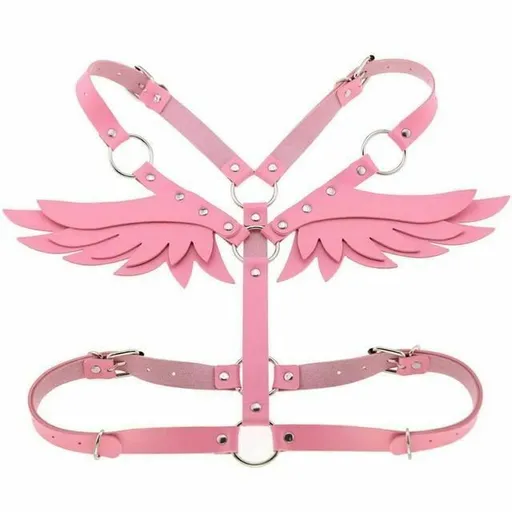 House Of Dasein Angel Wings Body Harness 16 Colours Bondage Fetish Clothing Bdsm - Pink