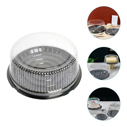 10 Pcs Clear Round Cake Box, Plastic Disposable Clear Cake Container Dome, Plastic Cake Container Portable Carrier for Birthday Wedding Baby Shower Dessert Storage