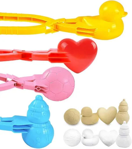 4 Pack Snowball Makers for Kids, Colourful Snow and Sand Claw Toys for Making Snowballs, Beach Play, Sandboxes and Outdoor Winter Fun