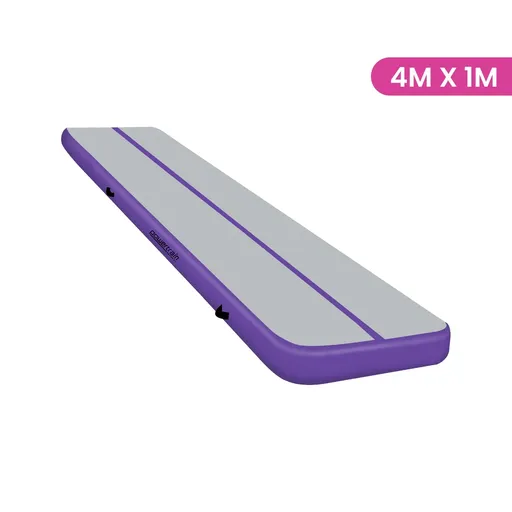 Powertrain Airtrack 20cm Thick 4m x 1m Inflatable Gymnastics Tumbling Mat Air Track - Purple