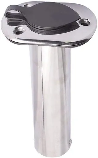 Boat Stainless Steel Fishing Rod Holder Flush Mount 90 Degree with Rubber Cap, Liner and Gasket 1Pcs