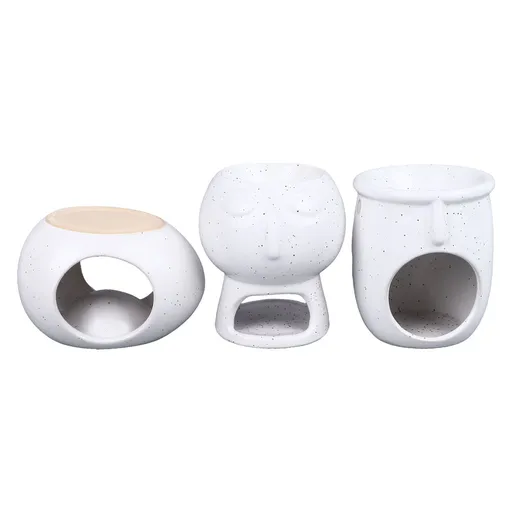 3Pcs Ceramic Tealight Candle Holder Oil Burner Wax Melt Oil Burner for Home Bedroom Decor Christmas Housewarming Gift