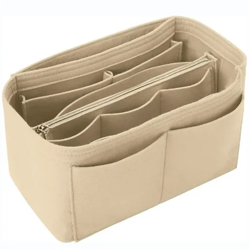 Purse Organizer Insert, Wallet storage bag inserted into handbag storage bag, (beige22*11*13cm)