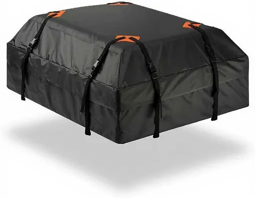 Soft Roof Top Cargo Bag with Anti Slip Mat, Waterproof Car Roof Storage Carrier for Bare Roofs and Roof Racks, Black, 112 x 87 x 44 cm