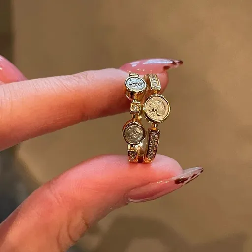JZ1032 Stackable Basic | Vintage Gold Plated Stackable Ring | Christmas Layering Essential Gift | Tarnish Resistant Adjustable Basic Layered Women's Finger Ring